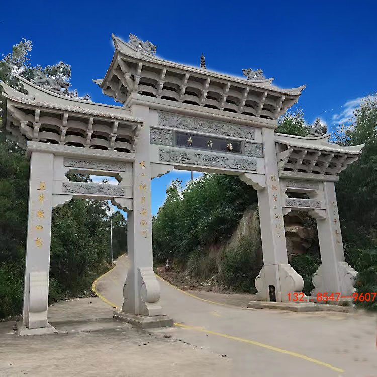 山廟寺廟道路入口石雕大門樓